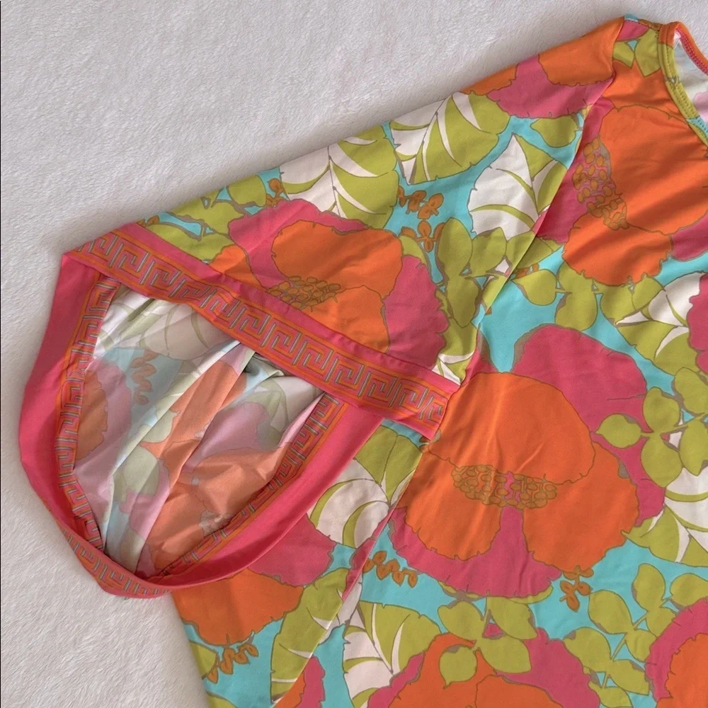 Trina Turk | Playa De Flor Tropical Floral Print Tunic Coverup Mini Dress (M) - Picture 6 of 16
